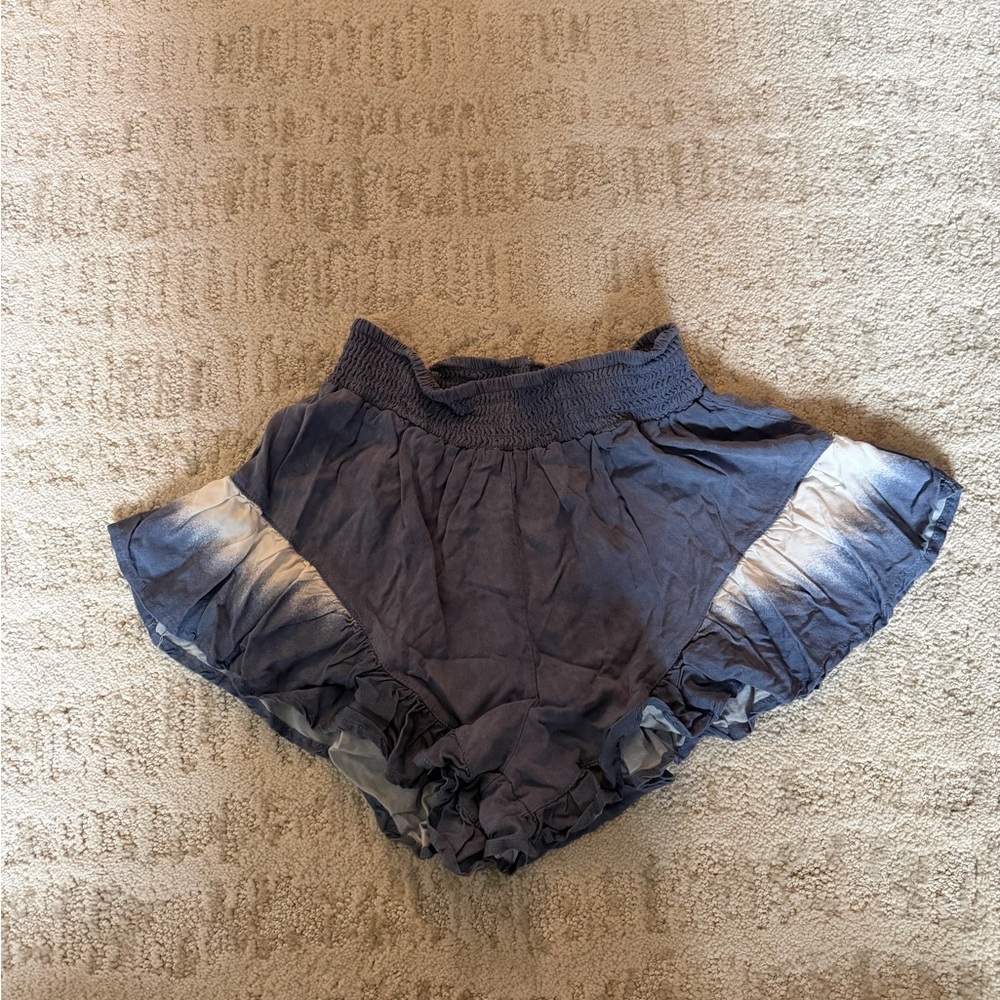 Women's Navy Blue Tie-Dye Ruffle Shorts